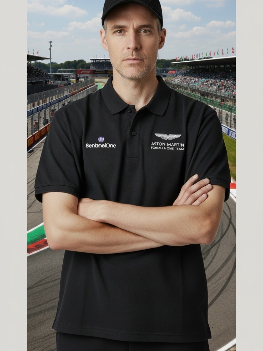 Ashton Martin Racing Team Men's Black XL Polo Shirt Short-Sleeve
